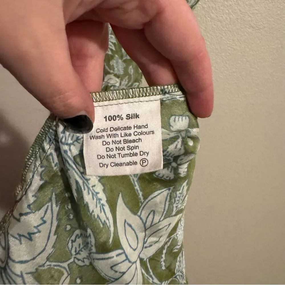 Hannah Artwear Selene 100% Silk Dress - Coriandre‎ Size 0 Green Floral - Picture 8 of 9